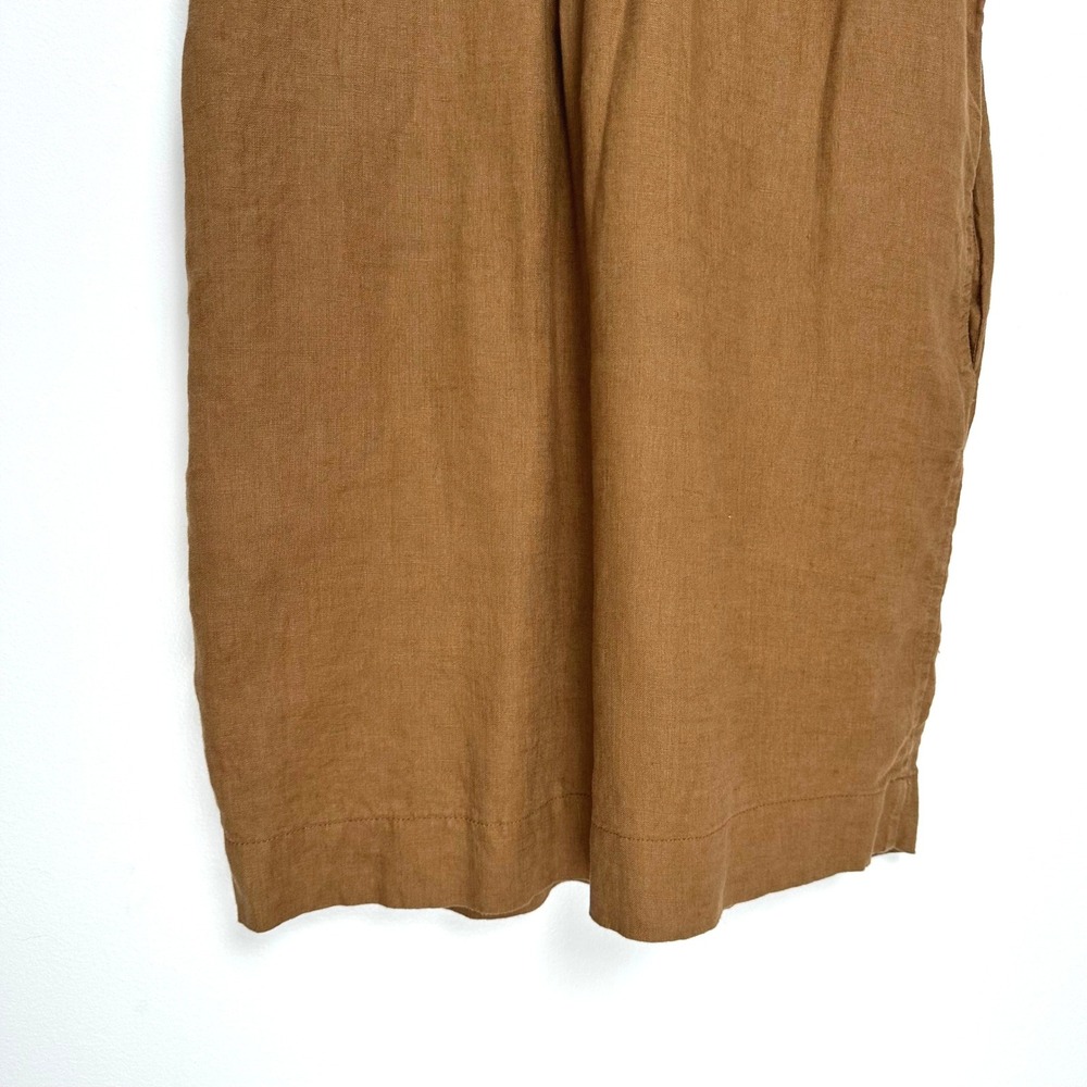 Quince 100% European Linen Pintuck‎ Mini Dress Brown Short Sleeve XS - Picture 9 of 11